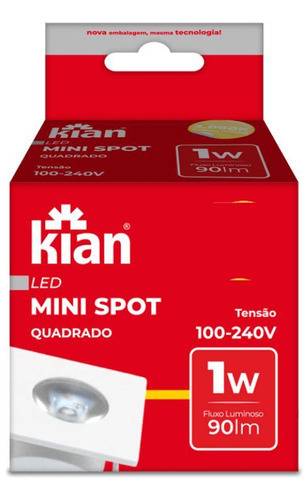 Mini Spot Led Quadrada 1w 6500k Branco Moveis Bivolt Kian