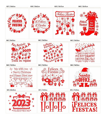 Vinilos Vidrieras Arboles Navidad Navideños Felices Fiestas Reyes Tematicos Ploteo Pared