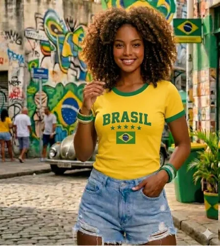 【BABYL】ブルゾン　Sサイズ Blusa T-shirt Baby Look Feminina Brasil Copa Do Mundo | MercadoLivre