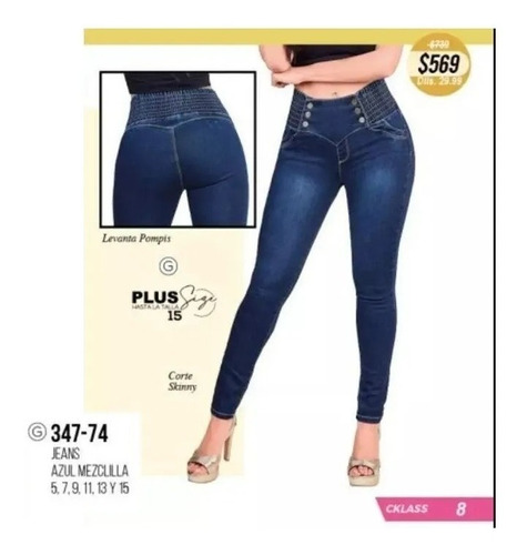 Pantalon  Push Up Azul Mezclilla Cklass 347-74 