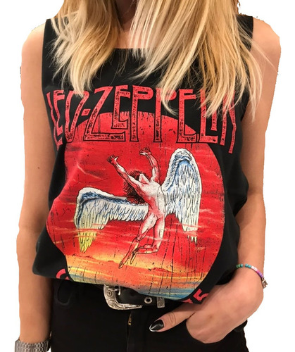 Musculosa Led Zeppelin Mujer Us Tour 75 Algodon Rock Clasic