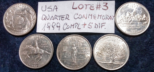 Monedas Usa Conme 1 Quarter 1999 Compl +5 Dif.lote#3 X10 Uni