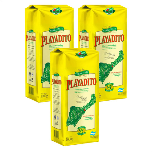 Yerba Playadito Original Suave Liebg 1kg X3 Unidades