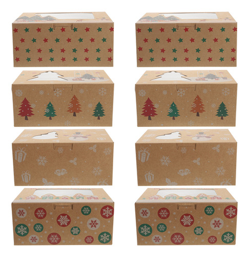 Caja De Galletas Navideñas De Cartón Para Pastelería, 8 Unid