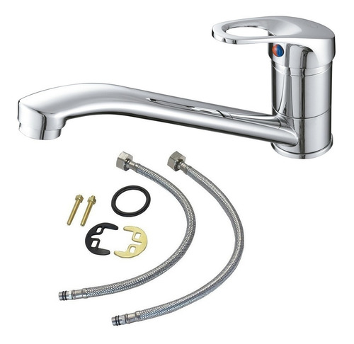 Imagen 2 de 6 de Bacha Doble Inoxidable 52x32 + Griferia Monocomando Mesada