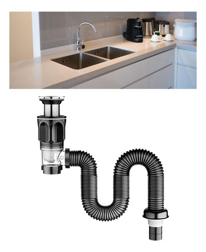 A Tubo De Drenaje Del Fregadero Del Baño, Tubería Flexible