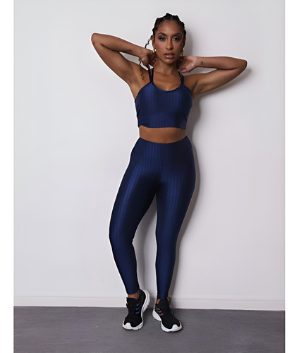 Conjunto Feminino Calça Legging E Top Roupa Para Academia Azul-marinho 3d Gg 42/44