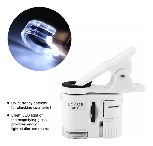 Microscopio For Phone Lens Lupa Led Zoom Clip 60x