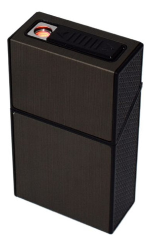 Cigarrera Porta Cigarro Con Encendedor Electronico Usb Grafito