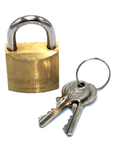 Candado De Latón Cisa Dorado Arco 30mm