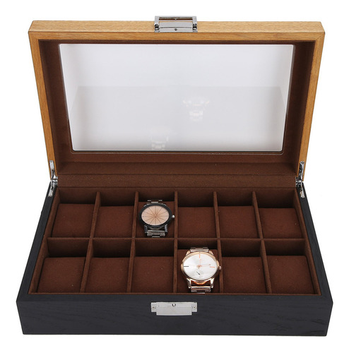 Estuche De Almacenamiento Para Relojes De Madera Maciza, 12