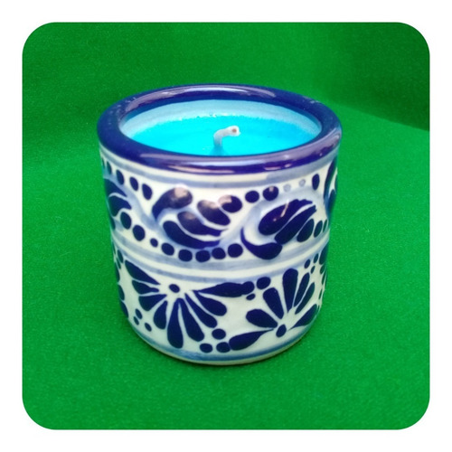 Imagen 2 de 3 de Set 2 Velas Aromatizantes Med. Talavera Poblana 5x5 Cm Vls