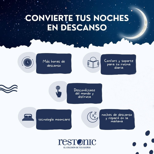 Colchón King Size Restonic Anti Ácaros + Box + Almohadas Gris Oscuro