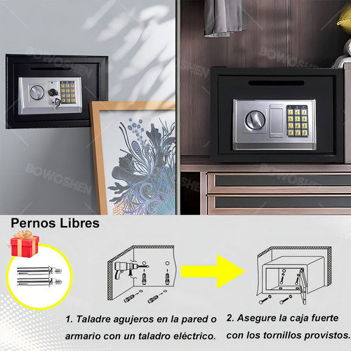 Caja De Seguridad Caja Fuerte Grande Combinación Y Llave Color Negro