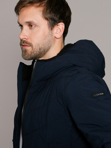 Parka Con Gorro Stretch Azul Calvin Klein