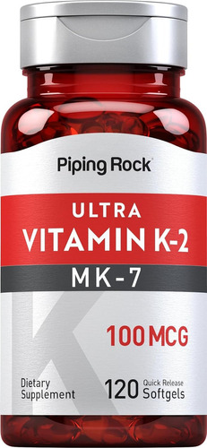 Suplemento En Cápsulas Suaves De Rápida Absorción Piping Rock  Suplemento Vitamina K2 Vitamina K-2 Mk7 En Frasco De 120ml 120 Un