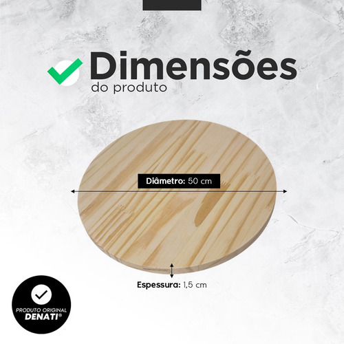 Bolacha Disco Redondo Painel Pinus Sem Nós 50x50x1,5 Madeira