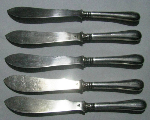 5 Cuchillos Para Pescado Marca Christofle Sellados