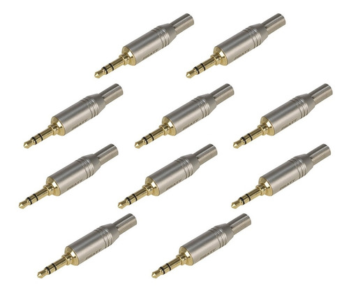 10 Conectores Plug P2 Gold Níquel Stereo Tipo Amphenol Pratt