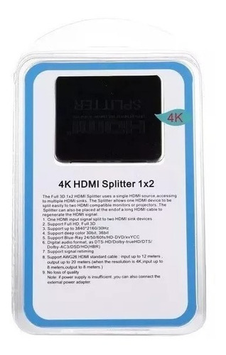 Splitter Hdmi Activo 1x2 Ps4 Xbox Tv Monitor Proyector
