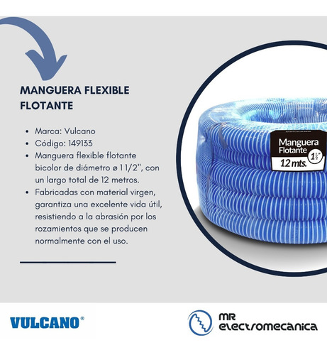 Imagen 5 de 10 de Kit Limpieza Vulcano: Manguera 12 Mts. + Barrefondo + Acople