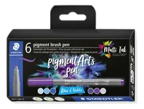Comprar Marcadores Punta Pincel Staedtler Pigmentados X6 Azul\u002Fviolet