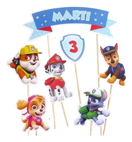 Toppers Cake Paw Patrol. Adorno Para Tortas Patrulla Canina