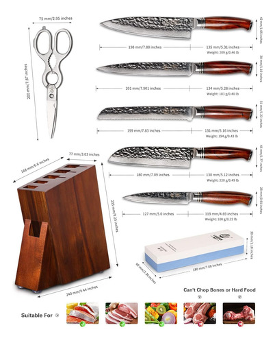 Juego De Cuchillos De Cocina, 8 Cuchillos Profesionales De D