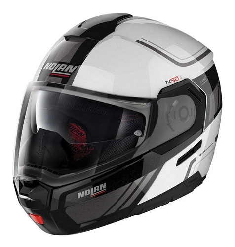 Casco Nolan N90-3 Voyager 17 N-com Blanco Ngro Gris Abatible