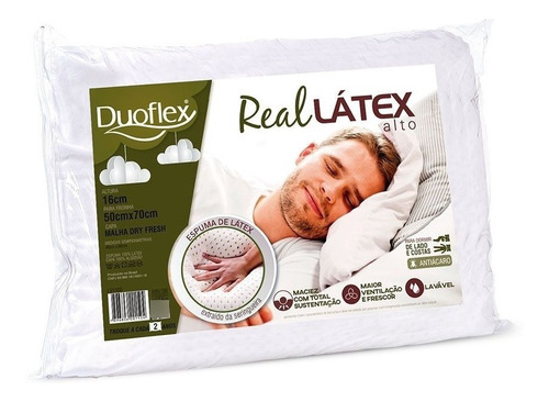 Travesseiro Real Latex Natura 50x70cm 16cm Antiácaro Duoflex