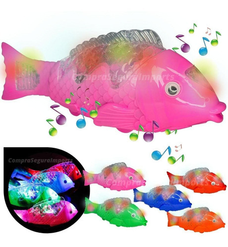 Peixe Musical Luz Led Bate Cauda Brinquedo Animal Fazenda