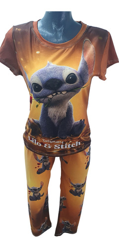 Pijama Mujer De Peluche Lilo Stitch Pantalón Y Blusa