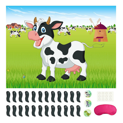 Morcheiong Pin The Tail On The Cow Party Game Con 48 Colas P