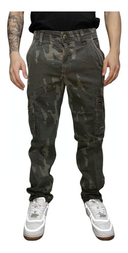 Pantalon Cargo Camuflado Con Puño