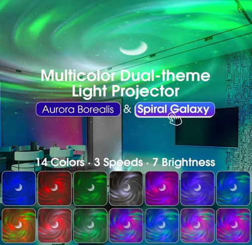 Proyector Aurora Boreal Galaxia Estrellas Luna Music 4 En 1 Blanco