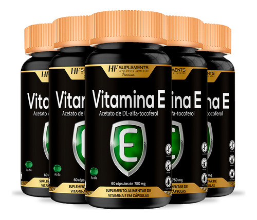 5x Vitamina E 400ui Alfa Tocoferol 60 Caps Hf Suplements