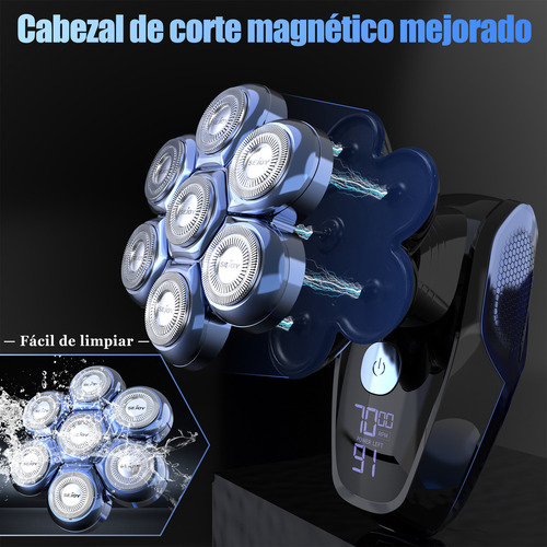 Sejoy Alien Pro Rasuradora Eléctrica Barba Recargable Hombre Afeitadora Y Calvo Corta Pelos Kits 5 En 1 Color Azul 127V