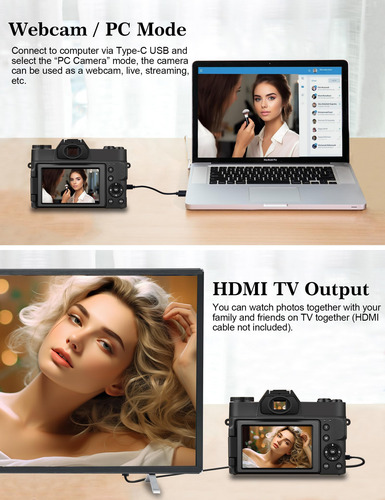 Cámara Digital Ishare 4k 48mp Wifi Vlogging Con Pantalla Ple