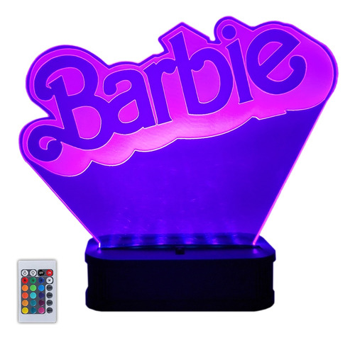 Lámpara Acrilico Led Rgb Multicolor Velador Infantil Barbie 