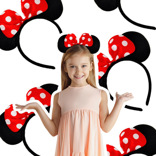 12 Diadema Orejas Tela Mickey Mouse Minnie Fiesta Infantil