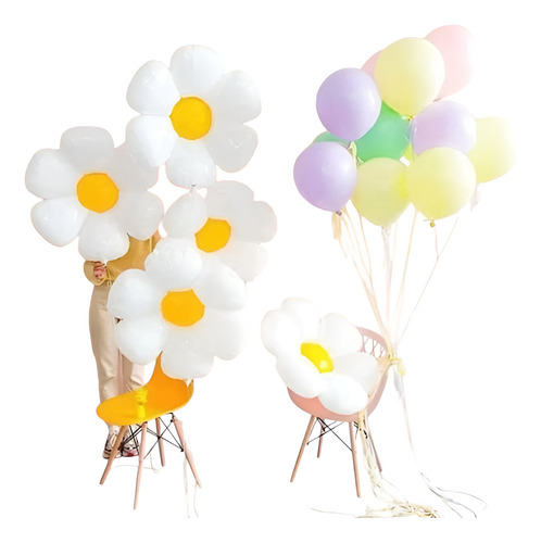 X5u Globos Margaritas 40cm Flores Primavera Deco Fiesta Margarita