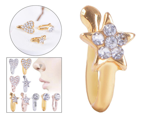 2 Encanto De Moda Anillo De Nariz De Cristal No Estrella De