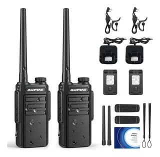 Baofeng 2 Radios Pofung Mp31 Uhf Con Manos Libres Set-2 Color Negro