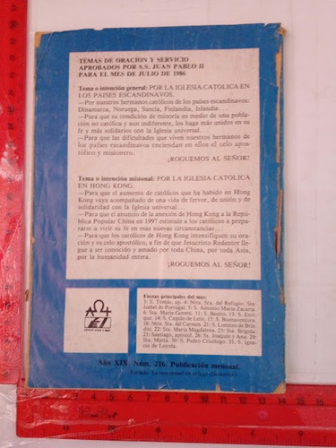 Revista Misal Mensual No 1 Julio 1986 (Usado)