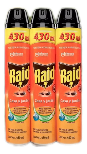 Raid® Casa Y Jardín Con Esencia Naranja 3 Piezas 430ml C/u