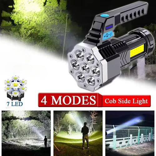 Linterna Led De 7 Modos, Lámpara Impermeable De 4 Modos Con