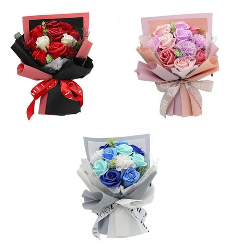 3 Uds Ramo De Flores De Jabón Rosa Regalo De San Valentín