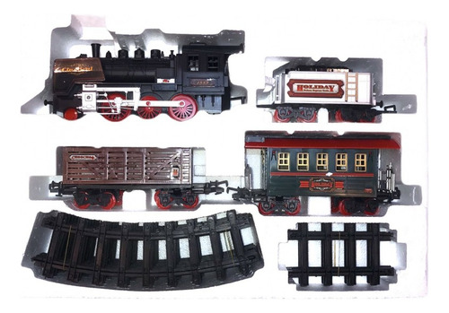 Tren Locomotora A Pilas Con Vagones Y Vias