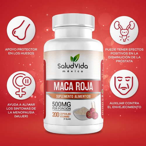 Imagen 3 de 3 de Maca Roja 200 Cápsulas 500mg