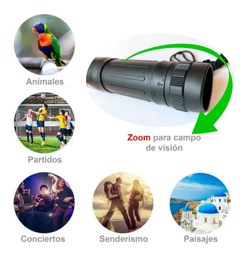Monocular Vak 10x25 Alcance 6km Zoom Contra Agua Día Y Noche